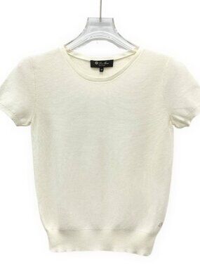 Loro Piana off-white silk knit top